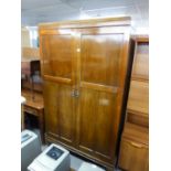 AW-LYN MAHOGANY TWO DOOR FITTED WARDROBE WITH HANG COMPARTMENT AND RIGHT-HAND SECTION WITH