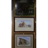 TWO MODERN TAPESTRY PICTURES AND SEVEN VARIOUS REPRODUCTION PRINTS (9)