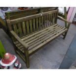 A TEAK GARDEN BENCH