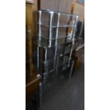 THREE THREE-TIER PLATE GLASS TELEVISION STANDS