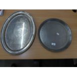 HOMELAND HANDMADE PEWTER CIRCULAR TRAY AND AN ELECTROPLATE OVAL SERVING PLATTER (2)