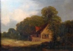 ATTRIBUTED TO JOHN BERNEY CROME (1794-1842) OIL PAINTING ON CANVAS ?The Cottage? Unsigned, later