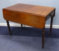 VICTORIAN MAHOGANY PEMBROKE TABLE, of typical form with turned wood handle to the end drawer and