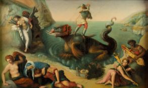 ITALIAN SCHOOL (19th Century) AFTER PIERO DI COSIMO (1462 - 1521) OIL PAINTING ON COPPER Perseus