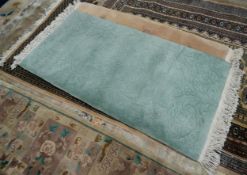 WASHED CHINESE EMBOSSED GREEN SELF-COLOURED RUG, 5ft 1in x 2ft 6in (154.9 x 76.2cm)