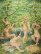 UNATTRIBUTED (TWENTIETH/ TWENTY FIRST CENTURY) OIL PAINTING ON CANVAS Bathers Unsigned 35 ¼? x 27 ¼?