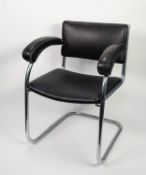 SERGE CHERMAYEFF FOR THE BBC, 1930?s CHROME AND BLACK LEATHER CANTILEVER ARMCHAIR MADE BY PEL C/R-