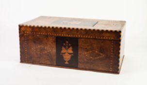 VICTORIAN INLAID BURR WALNUT COMBINATION WORK AND WRITING BOX, the exterior inlaid with floral and