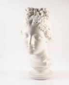 THE BRITISH MUSEUM COMPANY REPRODUCTION WHITE PORCELAIN FEMALE BUST, on socle base, 18? (45.7cm)