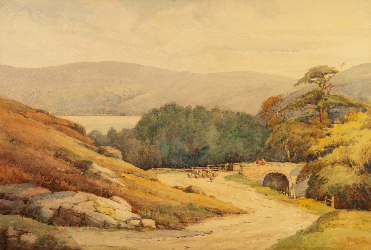 WALTER EASTWOOD (1867-1943) WATERCOLOUR DRAWING ?A Mountain Road, Coniston? Signed, titled to - Image 2 of 4