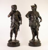 IMPRESSIVE PAIR OF FRENCH PATINATED SPELTER FIGURES OF HANNIBAL and ALEXANDER THE GREAT, each