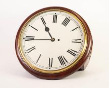 EARLY TWENTIETH CENTURY MAHOGANY CASED WALL CLOCK, the 12? Roman dial with flat glass and brass