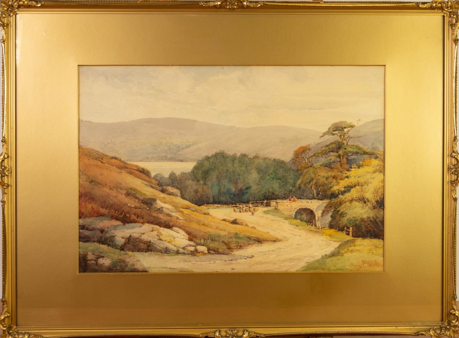 WALTER EASTWOOD (1867-1943) WATERCOLOUR DRAWING ?A Mountain Road, Coniston? Signed, titled to - Image 3 of 4