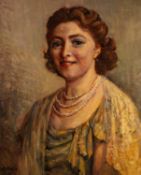 PATTIE MAYOR (1872-1962) OIL PAINTING ON BOARD Female bust portrait Signed and dated 1950 22 ¼? x 18