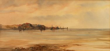 E. WARREL (EARLY TWENTIETH CENTURY) WATERCOLOUR DRAWING Estuary scene with sailing boats in the