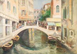 GINO SALVIATI (1911-1998) OIL PAINTING ON CANVAS Venetian scene Signed 19 ½? x 27 ½? (49.5cm x 69.