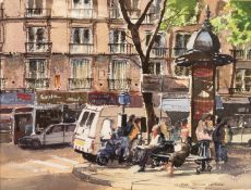 GEORGE YEELES LOADES (TWENTIETH CENTURY) WATERCOLOUR DRAWING ?Rue de Abbesses, Paris? Signed, titled