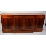 CHARLES BARR, EARLY VICTORIAN STYLE CHERRY AND FLAME CUT MAHOGANY BREAKFRONT SIDEBOARD, the shaped