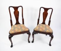 A SET OF EIGHT GOOD QUALITY TWENTIETH CENTURY MAHOGANY QUEEN ANNE STYLE SINGLE SOLID DINING
