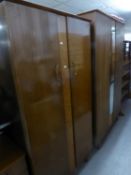 SUTCLIFFE OF TODMORDEN, 1960S SAPELE MAHOGANY BEDROOM SUITE OF FIVE PIECES, WITH WALNUT FEATURES,