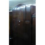 AN OAK HALLROBE WITH SHAPED TOP, SINGLE DOOR, 2?10? WIDE