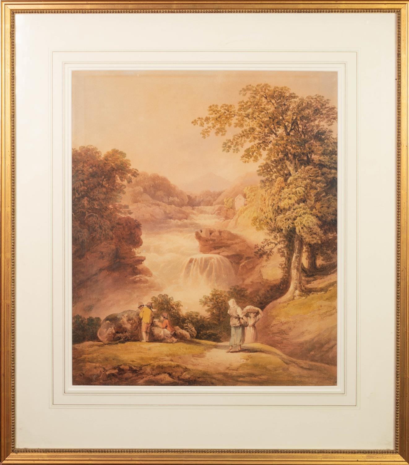 FRANCIS NICHOLSON (1753-1844) WATERCOLOUR DRAWING Waterfall on the Clyde near Lanark Unsigned - Image 2 of 2