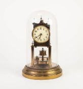 EARLY 20th CENTURY GUSTAV BECKER (FRIEBURG) BRASS ANNIVERSARY OR TORSION CLOCK with Arabic dial,