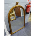 18TH CENTURY STYLE MILESTONE SHAPED WALL MIRROR, WITH GILT FRAME, APPROXIMATELY 3?10? HIGH