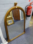 18TH CENTURY STYLE MILESTONE SHAPED WALL MIRROR, WITH GILT FRAME, APPROXIMATELY 3?10? HIGH