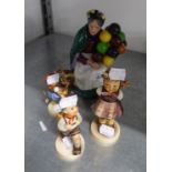 ROYAL DOULTON CHINA FIGURE, ?THE OLD BALLOON SELLER? HN 1315, 7 ¼? HIGH AND THREE HUMMEL FIGURES