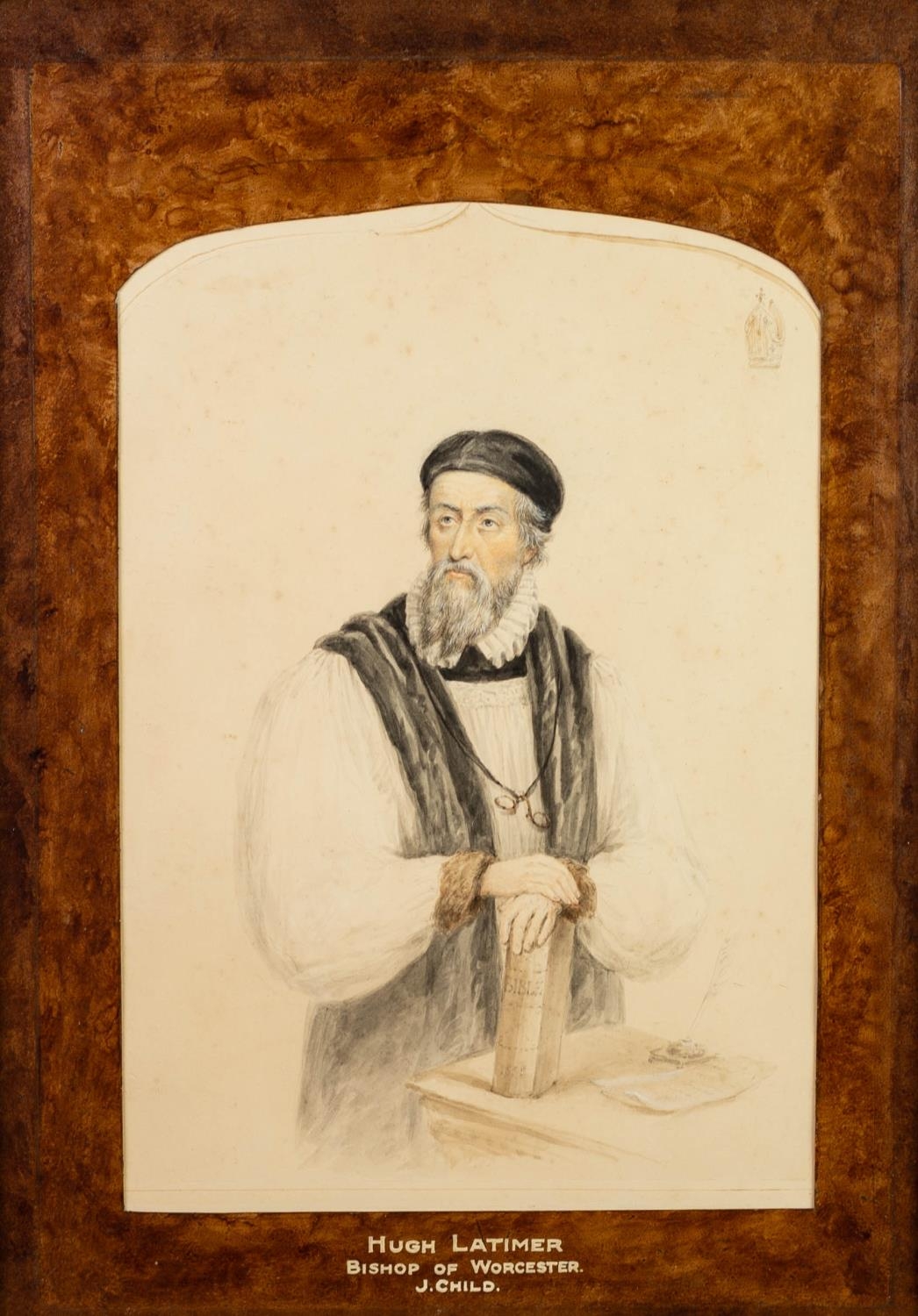 J. CHILD (NINETEENTH CENTURY) WATERCOLOUR DRAWING ?Hugh Latimer, Bishop of Worcester? Unsigned, - Image 2 of 4