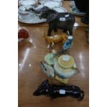 BESWICK POTTERY- MODEL OF A BULL ELEPHANT, Modelled with trunk raised, PALOMINO HORSE, both a/f,