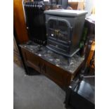 AN EARLY 20TH CENTURY MAHOGANY WASH STAND WITH MARBLE TOP AND TILED SPLASH BACK