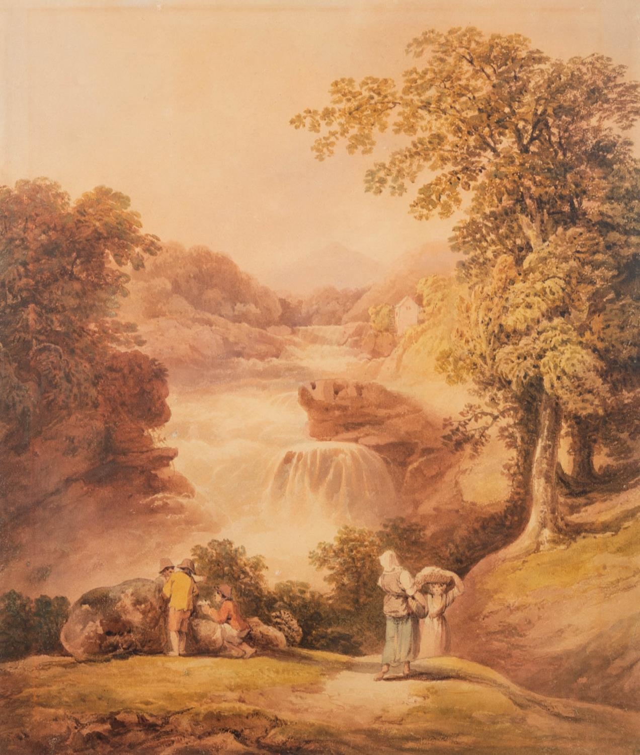 FRANCIS NICHOLSON (1753-1844) WATERCOLOUR DRAWING Waterfall on the Clyde near Lanark Unsigned