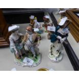 A POST-WAR DRESDEN PORCELAIN GROUP AND ANOTHER GERMAN FIGURINE (2)