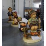 THREE HUMMEL CERAMIC FIGURES, ?CHICK GIRL?, ?HOME FROM MARKET? AND ?WAYSIDE HARMONY? AND A HUMMEL