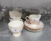 ROYAL DOULTON CHINA ?PILLAR ROSE? PATTERN TEA SERVICE FOR SIX PERSONS, APPROXIMATELY 19 PIECES;