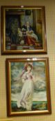 TWO WOOL-WORK TAPESTRIES DEPICTING FAMOUS PAINTINGS, FRAMED (2)