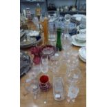 SMALL MIXED LOT OF GLASS, to include: CARNIVAL GLASS VASE, 11 ½? high, CARNIVAL GLASS DISH, 6 ½?