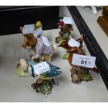 FIVE BESWICK SMALL CARVED BIRDS AND A BESWICK BEATRIX POTTER CHARACTER FIGURE (6)
