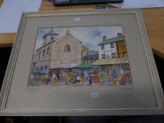 MONICA BARRY WATERCOLOUR DRAWING ?The Moot Hall, Keswick Market? 10 ¼? x 14 ½? (26cm x 36.8cm)