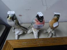 THREE POST WAR GERMAN PORCELAIN MODELS OF BIRDS (TWO CRACKED)