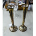 A PAIR OF POST WAR WEIGHTED SILVER POSY OR SPECIMEN VASES (2)