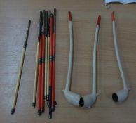 THREE CLAY PIPES (ONE A.F.) AND FOUR PAIRS OF CHOPSTICKS
