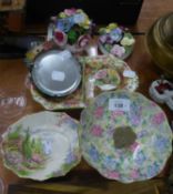 ROYAL WINTON POTTERY PAISLEY FLORAL DESIGN TWO DIVISION DISH AND A ROYAL ALBERT ?KENTISH ROCKERY?