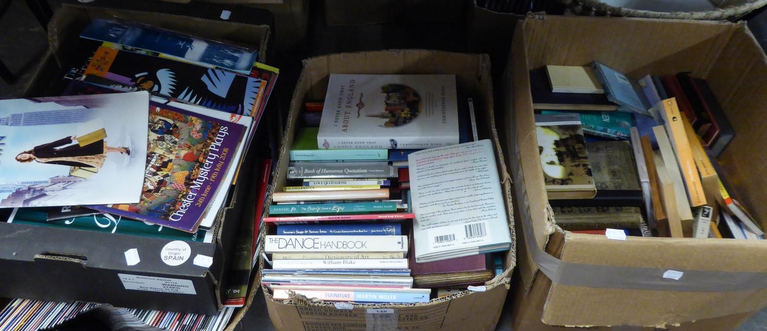 A QUANTITY OF THEATRE PROGRAMMES (2 BOXES), ALSO SUNDRY NON FICTION BOOKS, SUBJECTS TO INCLUDE;