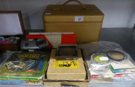 VANITY CASE OF PHOTOGRAPHIC ITEMS INCLUDES; 12 GLASS NEGATIVE PLATES - NEGATIVES/SLIDES; SONY