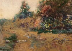 ALBERT WOODS (1871-1944) WATERCOLOUR DRAWING Rural landscape Signed 5? x 7? (12.7cm x 17.8cm)