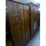 SUTCLIFFE OF TODMORDEN, 1960S SAPELE MAHOGANY BEDROOM SUITE OF FIVE PIECES, WITH WALNUT FEATURES,