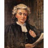 UNATTRIBUTED (TWENTIETH CENTURY) OIL ON CANVAS LAID ON BOARD Bust portrait of a female lawyer in